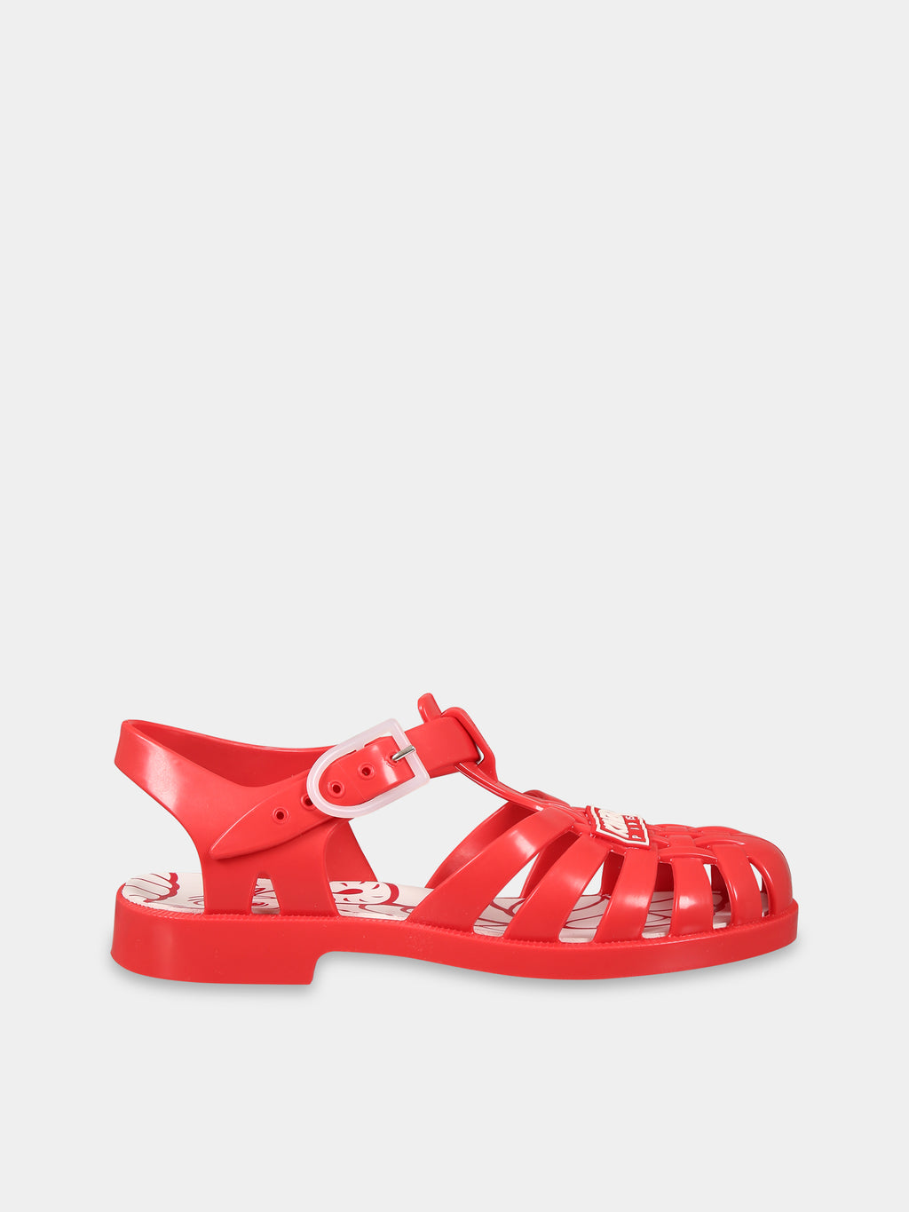 Red sandals for kids with logo